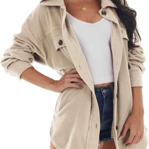Womens Fleece Button Down Shacket